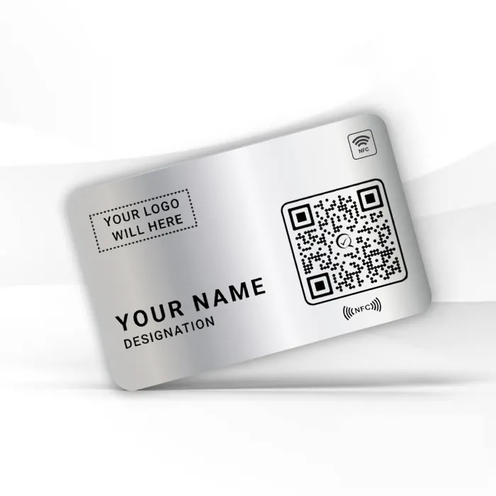 silver-c Silver Metal NFC Business Card - Image 1