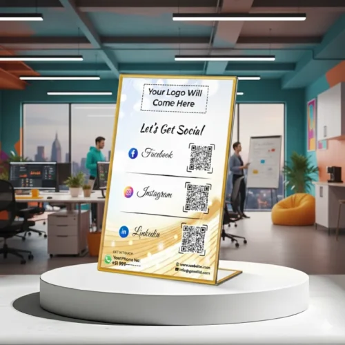 L-Shaped NFC Stand for Google Reviews & 3 Social Media Stand | 7x5 Inch