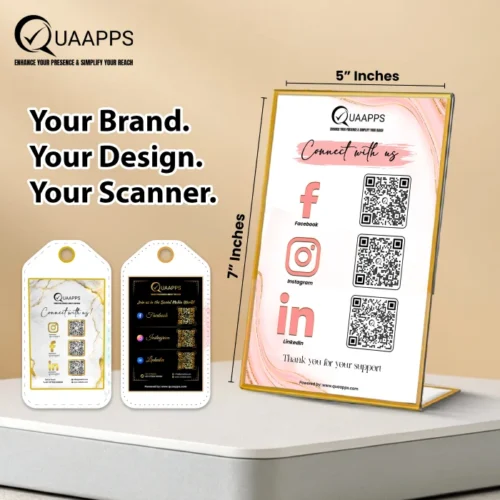 L-Shaped NFC Stand for Google Reviews & 3 Social Media Stand | 7x5 Inch - Image 4