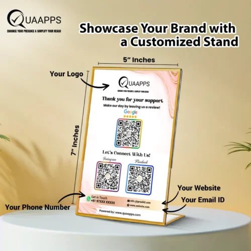 L-Shaped NFC Stand for Google Reviews & 3 Social Media Stand | 7x5 Inch - Image 3