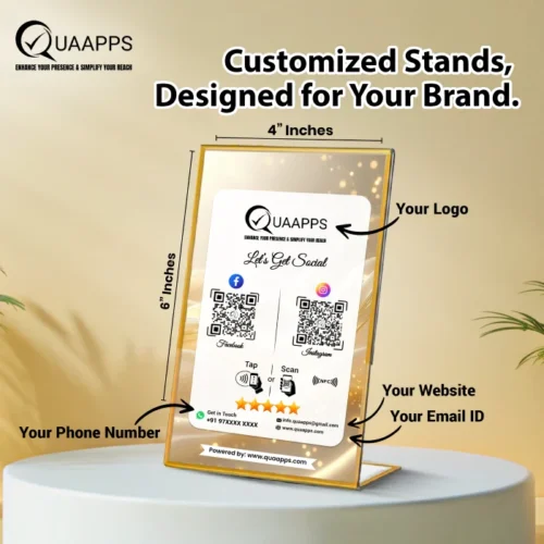 L-Shaped NFC Google Review Scanner Stand with 2 Social Media Stand 6 x 4 Inch - Image 4