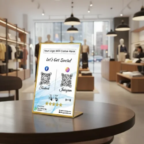 Customizable L-Shaped 2 Social Media Scanner Stand | 7 X 5 Inch